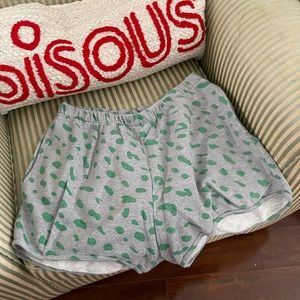 Clare V jaguar printed green and gray shorts XL